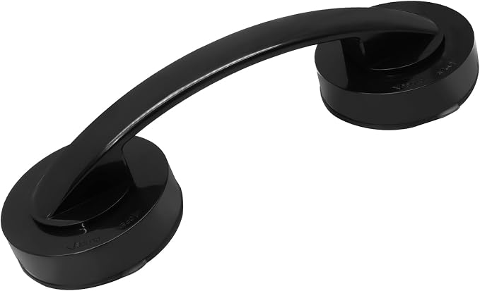 Hordion Suction Cup Door Handle, Suction Grab Bar Bathtub Shower Handle for Glass Doors Windows Kitchen Drawer Cabinet Refrigerator, Black