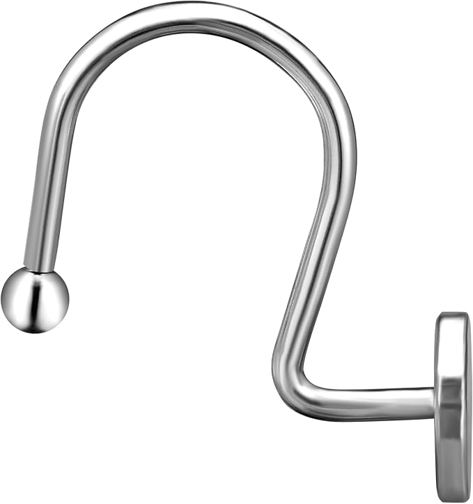 CHICTIE Chrome Shower Curtain Hooks, Rustproof Shower Curtain Rings for Bathroom, Metal Shower Hooks for Shower Curtain Rod, Modern Decorative Shower Curtain Hangers Set of 12, Round Heavy Duty Design