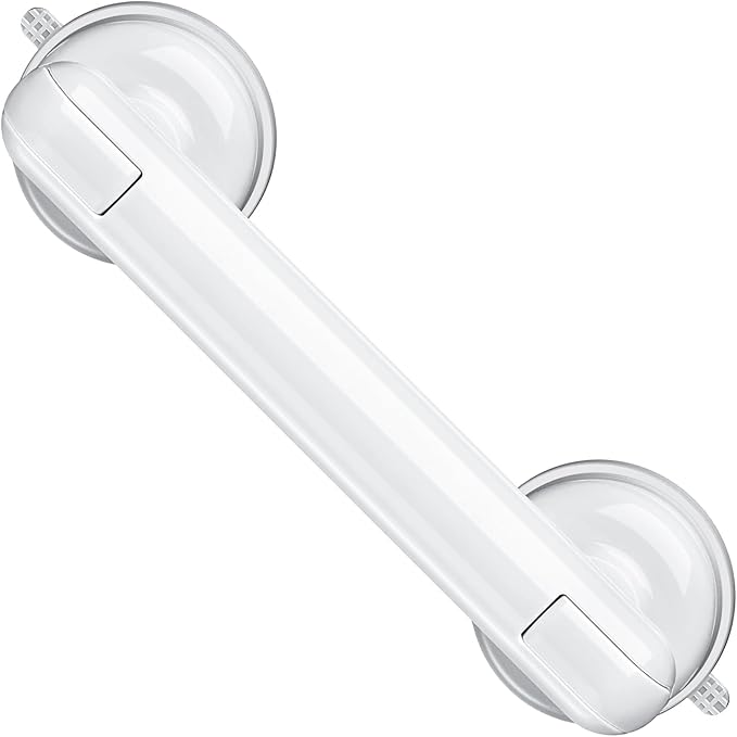 Grab Bars for Bathtubs and Showers, Shower Handles for the Elderly and People in Need, 2026 Upgraded Rubber Suction Cup with Maximum 350 lbs Suction Power, No Drilling-(White-1 Pack)