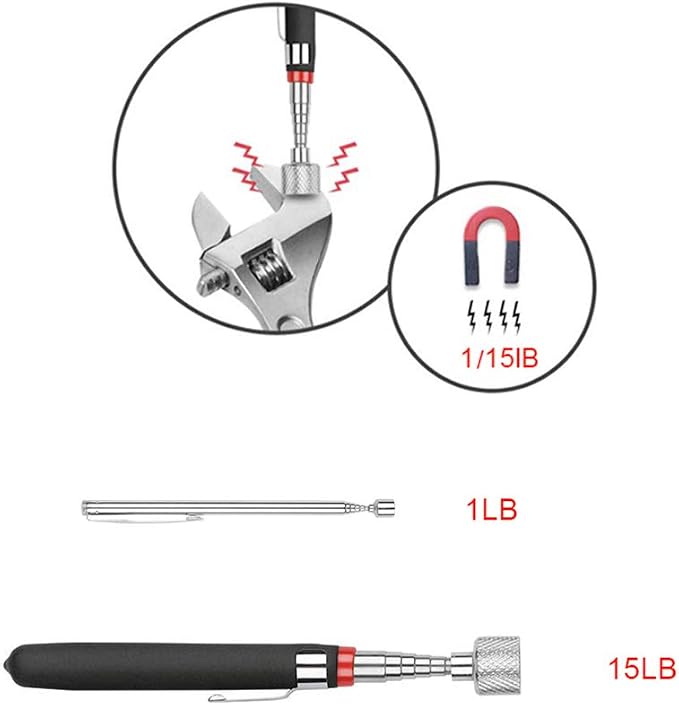 3 Pack Telescoping Magnet Pick-up Tool Set - Retrieving Telescoping Magnet Pickup Tools，Extendable Magnetic Pick Up Tools，Bendable Spring Magnet Stick