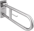 23.6 INCH Stainless Toilet Safety Rails, WochiTV Handicap Grab Bars for Elderly, Disabled Flip-Up Bathroom Grab Bar with Paper Holder,Toilet Handrails Hand Grips Handle Shower Assist Aid