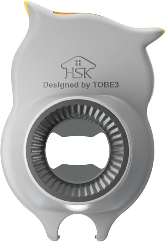4-in-1 Manual Owl Bottle Opener - BPA-Free Multi-Function Opener for Bottle Caps, Jars, Pull Tabs & Twist Caps, Ergonomic Design for Kids, Seniors & Weak Hands (Yellow)