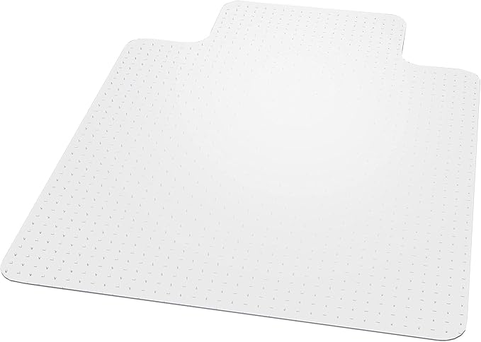 Staples Office Chair Mat, Clear Floor Mats with Lip, Low-Pile Carpets, Extended Under-Desk Coverage, 53 x 45 Inch, Smooth Glide