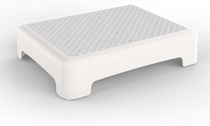 HBTower Step Stool, Mobility Step Stool for Adults & Seniors, Non-Slip Step Platform Indoor and Outdoor, Portable Step Riser, Safety Step for Car, Bedside, Office, Shower, Stairs, White
