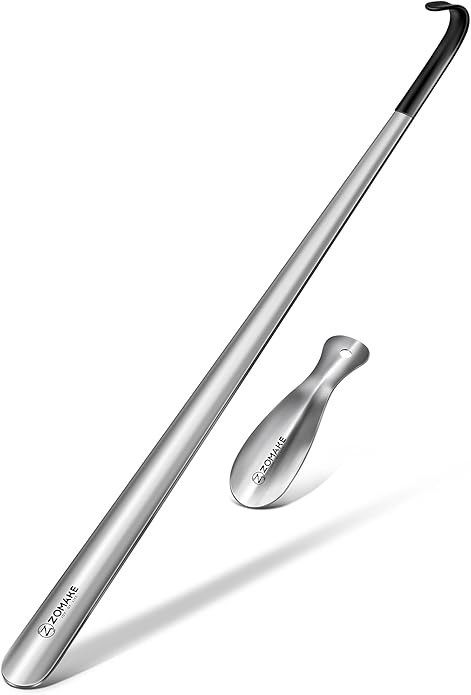ZOMAKE Shoe Horn Long Handle for Seniors Men Women,Metal Long Shoehorn Boot Horn,16.5" Stainless Steel Shoe Spoon Helper