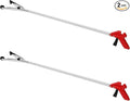 Sabary 2 Pcs 43 Inch Suction Cup Grabber Reacher Heavy Aluminum Trash Pick up Stick, Long Handy Aids Nonslip Claw Reach Tool for Elderly Pick up Trash Arm Extension Litter Picker(Red)