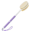 Backski Back Scrubber Anti Slip for Shower, Long Handle Bath Brush with Stiff and Soft Bristles for Exfoliation, Dual-Use Shower and Dry Body Brush(Purple)