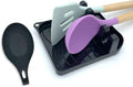 2 Pack Multiple Utensil Spoon Rest with Drip Pad Non-Slip Heat Resistant Kitchen and Grill Spoon Holder for Spatula, Ladle, Tongs, Kitchen Gadgets, and Cooking Accessories (Bright Black)
