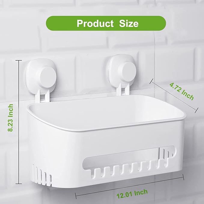 LUXEAR Suction Cup Shower Caddy - No Drilling Removable Shower Caddy - Powerful Suction Shower Organizer Max Hold 22lbs, Waterproof Suction Storage Basket for Bathroom & Kitchen