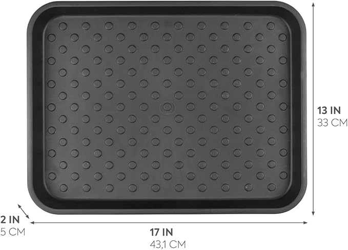 iDesign Plastic Under Sink Mat Tray for Kitchen Cabinet, Bathroom, Entryways, Office, Mudroom, College Dorm, (Set of 2), 17" X 13" X 2", Black