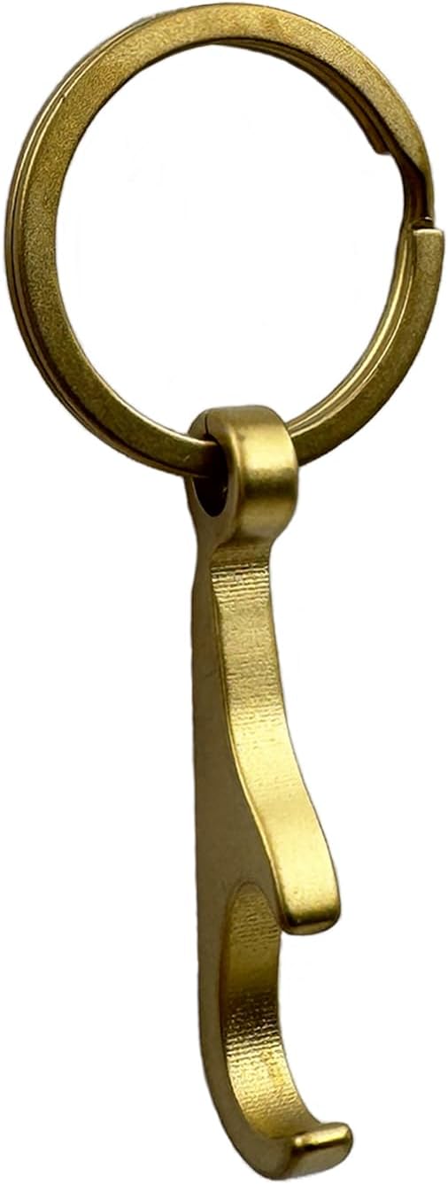 Titanium Bottle Opener, Small Keychain Beer Bottle Opener Can Opener with Stainless Steel Key Ring (Glod)