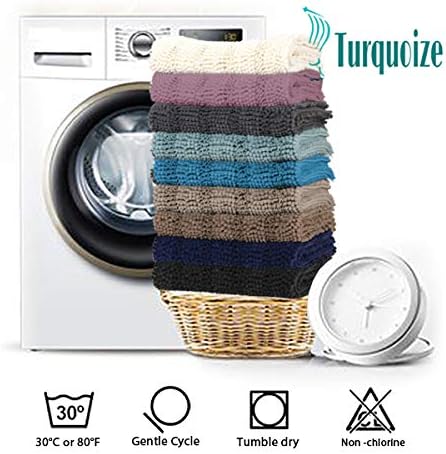 Turquoize Non-Slip Soft Chenille Bath Mat High Water Absorbent for Bath Room/Kitchen Machine-Washable, Perfect for Doormats,Tub,Size 47" X 17",Striped Pattern,Taupe