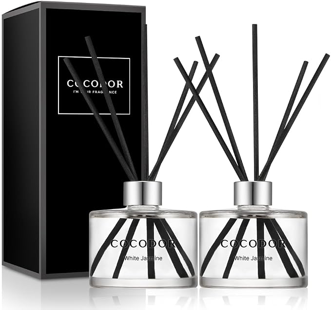 COCODOR Signature Reed Diffuser/White Jasmine/6.7oz(200ml)/2 Pack/Reed Diffuser, Reed Diffuser Set, Oil Diffuser & Reed Diffuser Sticks, Home Decor & Office Decor, Fragrance and Gifts, Mother's Day