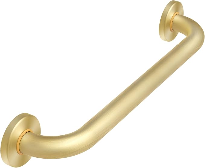 ROTHLEY 18 Inch Grab Bar for Bathtubs and Showers: Stainless Steel Shower Grab Bar Wall Mounted Shower Handle with Concealed Screws Anti Slip Saft Handle for Elderly Seniors (Brass)