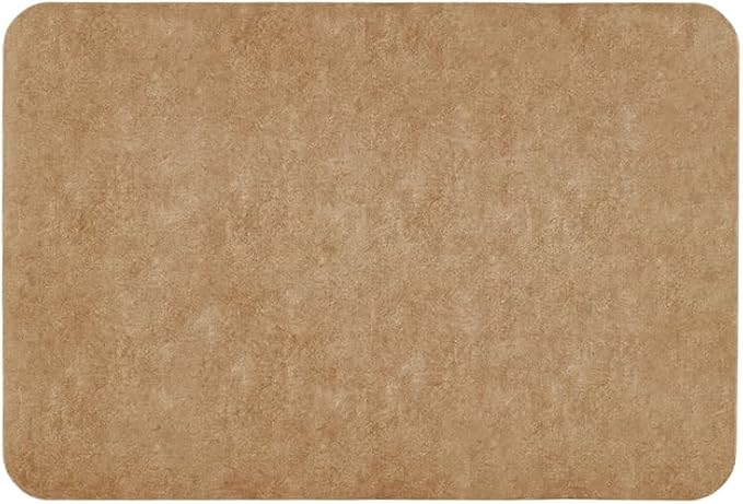 TYUU Bathroom Mat Quick Dry, Bathroom Rugs Non Slip Washable Thin Absorbent Bath Mat Fits Under Door Bathroom Floor Mat Perfect for Bath, Shower, or Sink 24"x36" Camel