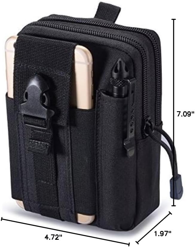 Tactical Molle Pouch EDC Men Belt Waist Bag Compact Outdoor Multipurpose Utility Gadget with Cell Phone Holster Holder