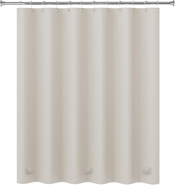 AmazerBath Thick PEVA Shower Curtain - Tan, Waterproof 72x72, Heavy Duty with 3 Weighted Stones and 12 Grommets