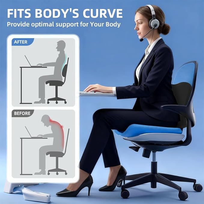 Lumbar Support Pillow for Office Chair, Memory Foam Lumbar Pillow for Lower Back Pain Relief (xiaoyaokaoblack)