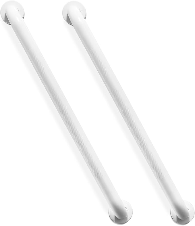 Grab Bars for Shower, Zynuhmo 2 Pack 24 Inch Anti Slip Bathroom Safety Grab Bar 1.25" Diameter Stainless Steel Shower Handrails for Handicap Injury Pregnant Senior Assist Shower Handles(Matte White)