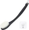 Exfoliating Shower Brush Bath Body Brush, Never Mold 15" Back Brush Long Handle for Shower, Dry Brushing Body Brush or Wet Brush with Moderate Bristle, Black