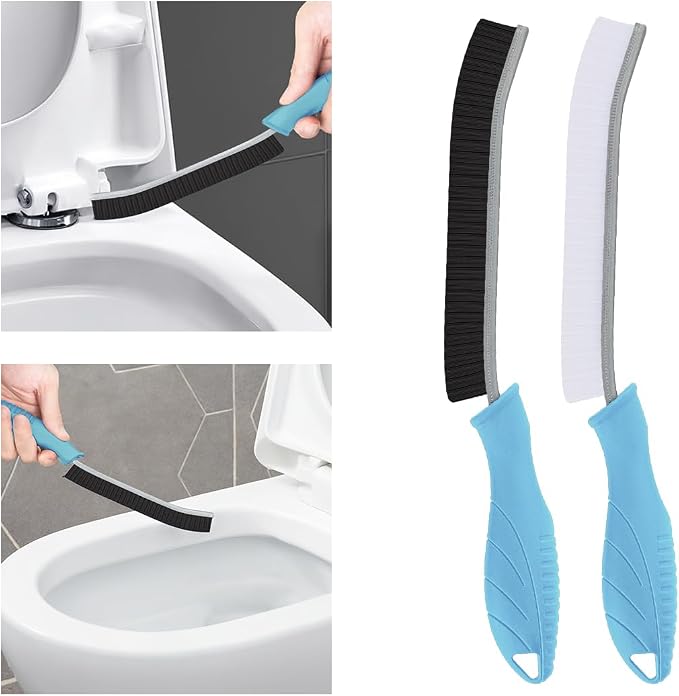 TQRR Toilet Brush, 2 Pcs Bathroom Cleaning Brush, Toilet Scrubber, Deep Toilet Bowl Brush with Hanging Hole, Multifunctional Gap Cleaning Brush, Bristles for Kitchen Sinks, Tub,Shower (2, Light Blue)