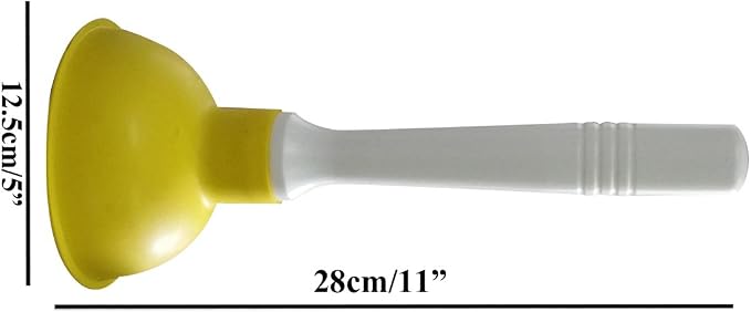NewFerU Drain Plunger, Small Hand Force Plumber Helper, Little 4 inch Cup Clog Remover, Tiny Rubber Unclogger in 9" Short Handle for Kitchen Sink, Bathroom Toilet, Shower Bath Tub (Yellow)