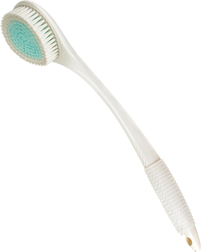 BEDELITE Back Scrubber for Shower, Soft Bath Brush Long Handle for Men & Women(16.4 Inches), Anti Slip Body Scrubber Exfoliator for Cleaning(Ivory)