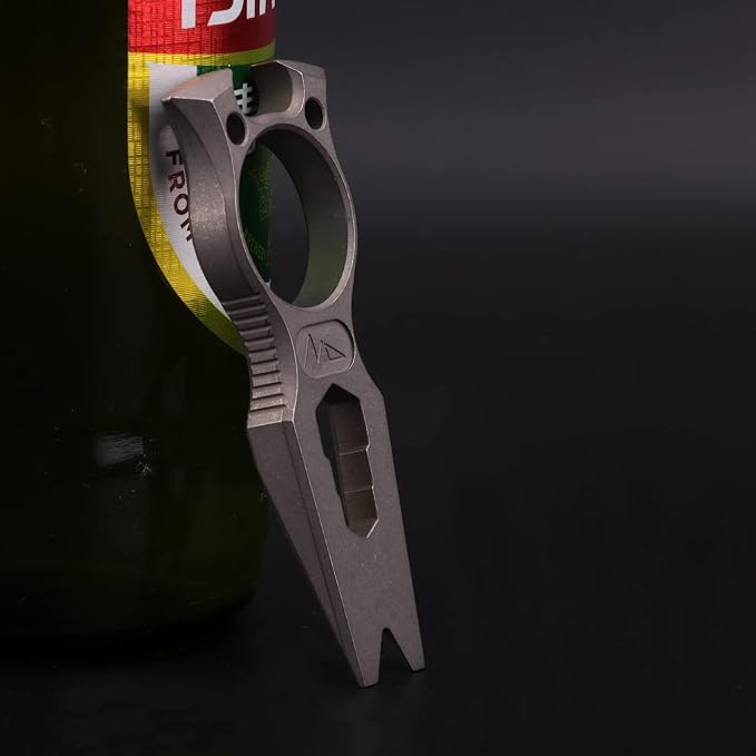 Hamans Pry Bar Multi Tool Titanium with Wrench Bottle Opener Pry Bar Function Mini Portable