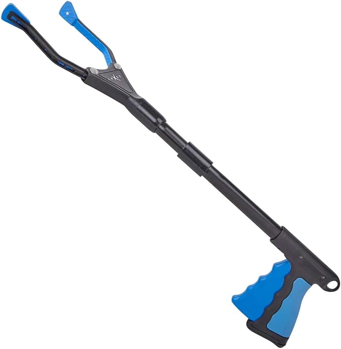 Grabber Reacher Tool, Luxet Long Steel Foldable Pick Up Stick, Strong Grip Magnetic Tip, Heavy Duty Trash Picker Claw Reacher Grabber Tool, Elderly Wheelchair Mobility Aid (2-Pack, Blue)