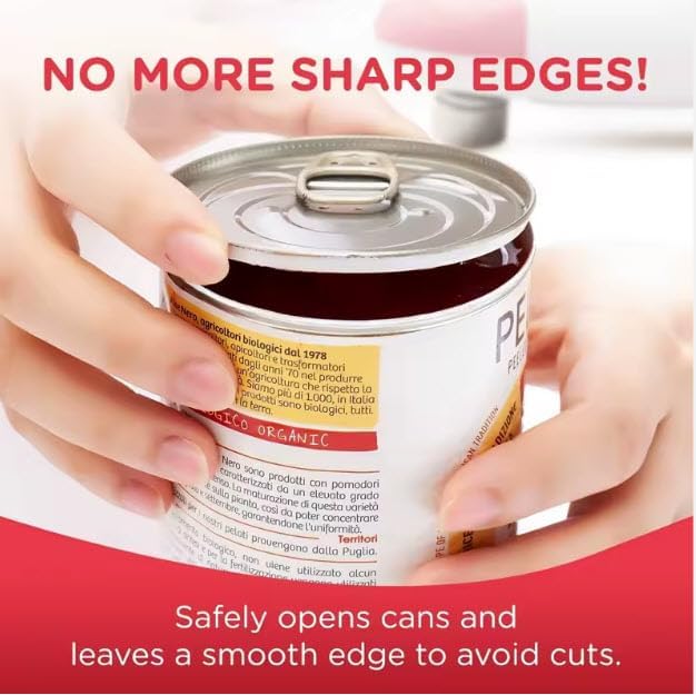 Electric Can Opener, One-Touch Automatic Smooth Edge Can Opener for All Can Sizes, Battery Operated Hands-Free Kitchen Gadget for Seniors with Arthritis (Red)