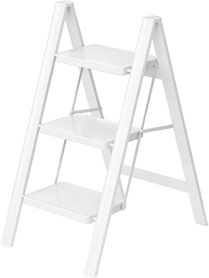 3 Step Ladder,Folding Step Stool with Wide Anti-Slip Pedal,330lbs Load Capacity,Lightweight and Portable for Kitchen Space Saving