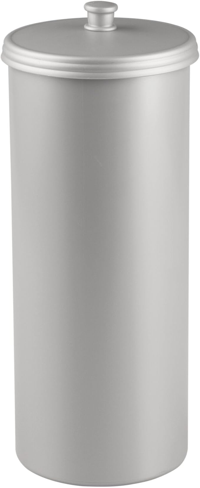iDesign Freestanding Bathroom Toilet Paper Storage Holder with Lid for 3 Extra Rolls, Silver