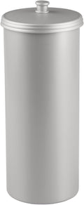 iDesign Freestanding Bathroom Toilet Paper Storage Holder with Lid for 3 Extra Rolls, Silver