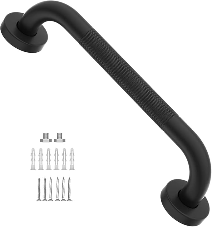 12 Inch Anti Slip Shower Grab Bar Oil Rubbed Black, Munzong Bathroom Grab Bar, Knurled Bathroom Balance Bar,Safety Hand Rail Support Handicap Elderly Injury Senior Assist Bath Handle