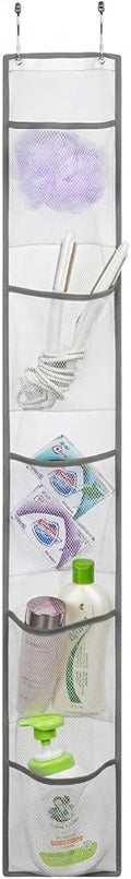 ALYER Hanging Storage Shower Caddy Organizer,Mesh Pockets for Bathroom,Closet,Pantry (Gray)