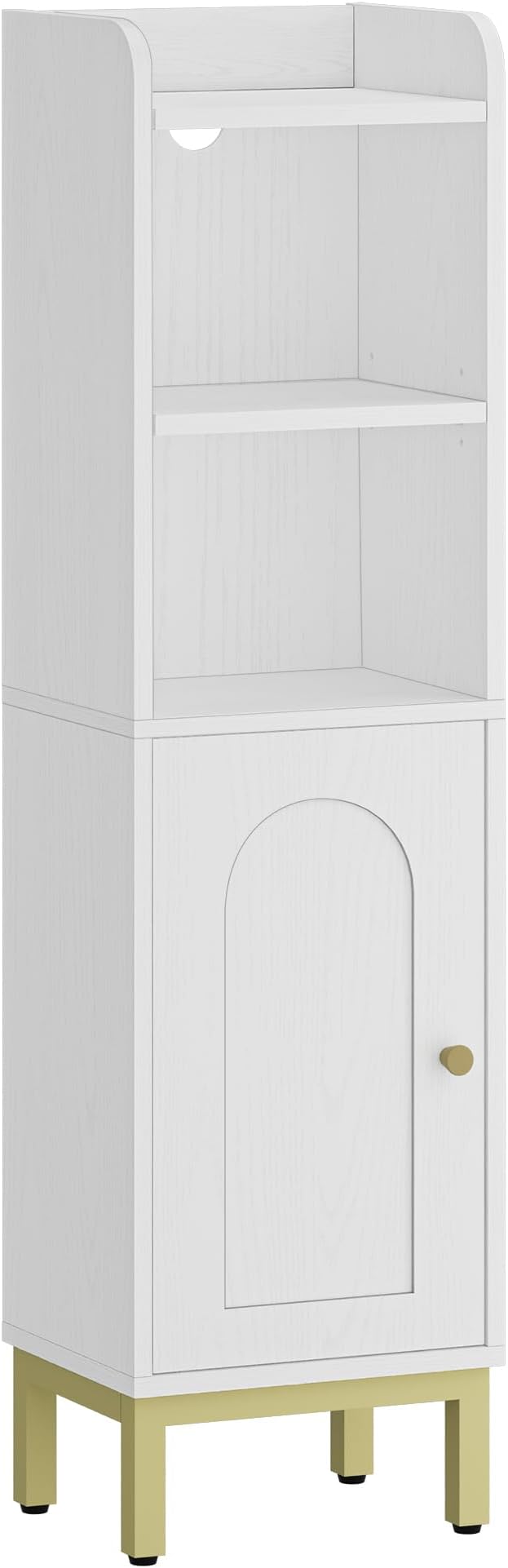 Hzuaneri Bathroom Storage Cabinet, Small Corner Floor Cabinet with Door and Shelves, Narrow Toilet Paper Holder, Bathroom Organizer with Adjustable Shelf, for Small Spaces, White BC38213G