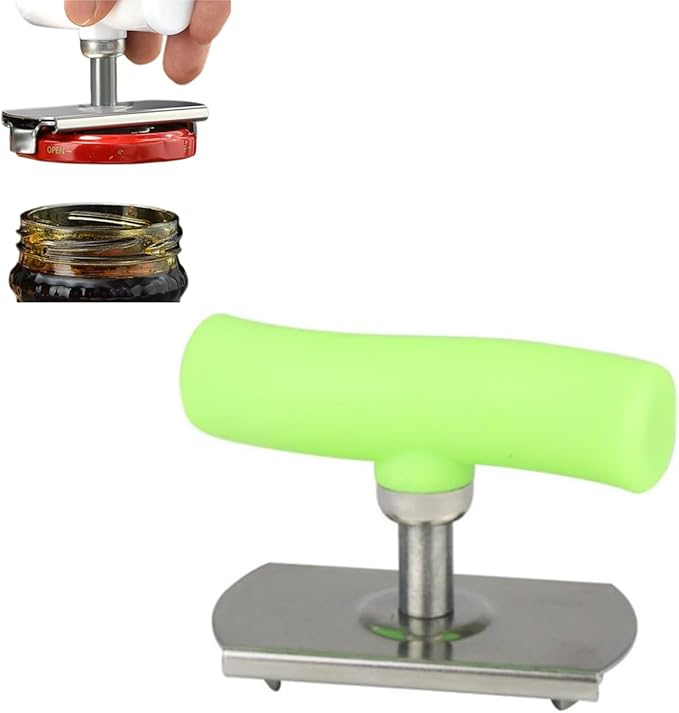 Jar Opener for Weak Hands, Adjustable Stainless Steel Jar Opener with Non-Slip Grip, Bottle Opener Lid Remover Kitchen Tool for Seniors Arthritis and Everyday Use (1, Green)