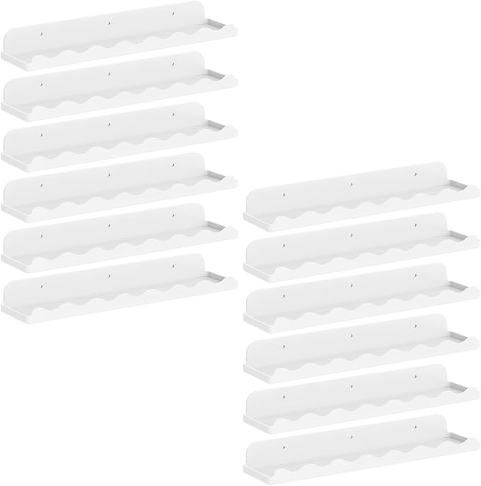 Lifewit Plastic Nursery Floating Book Shelves 12 Pack, 15"x3.4" White Clouds Plastic Wall Shelf for Bedroom Kids, Hanging Bookshelf Racks for Baby Toddler Children Room Decor, White