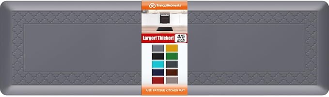 4/5 Inch Thicker Kitchen Mats for Floor Non-Slip Anti Fatigue Comfort Mat Waterproof Kitchen Rug for Sink, Office,Home Stain Resistant Standing Desk Rugs-17.3"x 60", Grey