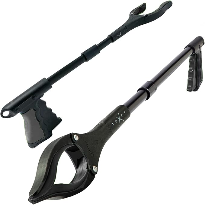 Grabber Tool 19" Aluminum Magnetic Claw, Rotating Lightweight Foldable Reacher Grabber Pickup Tool, Gripper Grabbers for Elderly Grab it Reaching Tool Trash Picker Grabber, Black, By Luxet