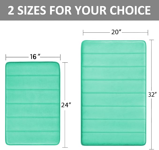 RUN HELIX Bathroom Rugs Set 2 Piece Memory Foam Bath Non-Slip Bath Mat,Washable Room Mats,Absorbent Shaggy Rugs Super Soft Kitchen Mats, Batroom Carpets for Bathroom,Tub,Shower Home Decor（Teal）