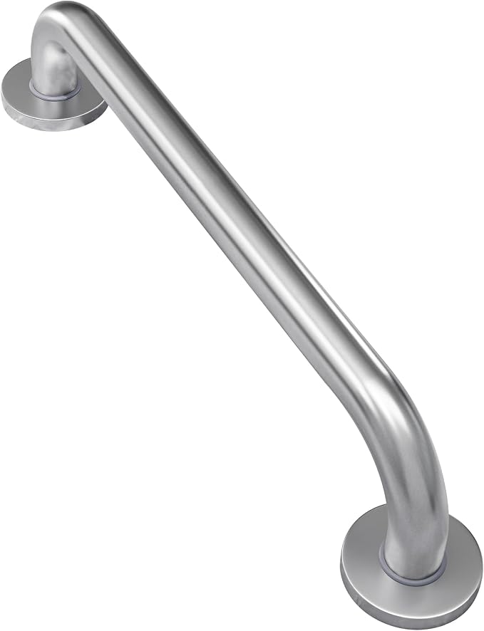 AmazerBath Shower Grab Bars for Seniors Anti Slip, Bath Safety Grab Bar for Needy, Stainless Steel Bathroom Safety Grab Bars, Thickened Bar Bigger Base Holds 500LBS, 16" L x 1" D, Brushed Nickel