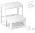 Step Stool for Adults, Holds up to 500Lb,3 in1 Heavy Duty Sturdy 2 tair Wooden StepStool for Kichen/Bathroom/High beds, Metal Frame, Non-Slip Pads