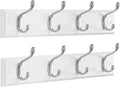 AMADA HOMEFURNISHING Coat Rack Wall Mount 2 Pack, Coat Hooks Wall Hooks Coat Hangers for Wall, Hat Racks Hooks for Hanging Coats Wall Mounted, 15.7" L x 2.8" W x 0.6" H, White