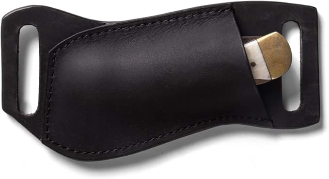 Gentlestache Leather Pocket Knife Sheath for Belt, Folding Knife Holster, EDC Belt Sheath, Compact Draw Black