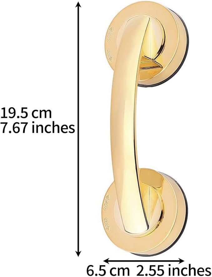 Glass Door and Window Handle, Suction Cup Bathroom Sliding Doors Handles, Non-Porous Handles Shower Grab Bars, Cabinets and Wardrobes Non-Marking Handle (Gold)