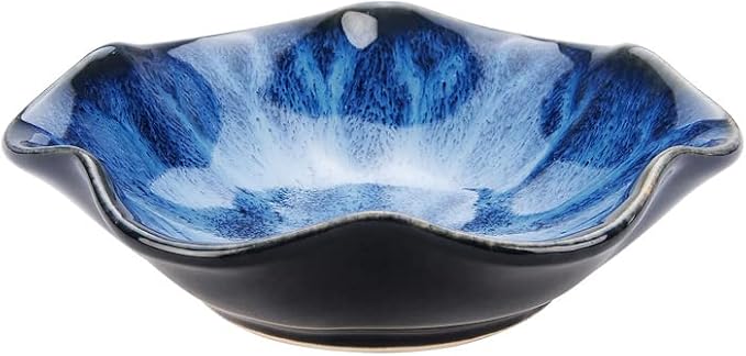 Lotus Leaf Shape Decorative Ring Tray, Small Key Bowl, Ceramic Trinket Tray Jewelry Dish Organizing Necklace Earrings, Home Decoration for Mom Best Friend Sister, Blue.