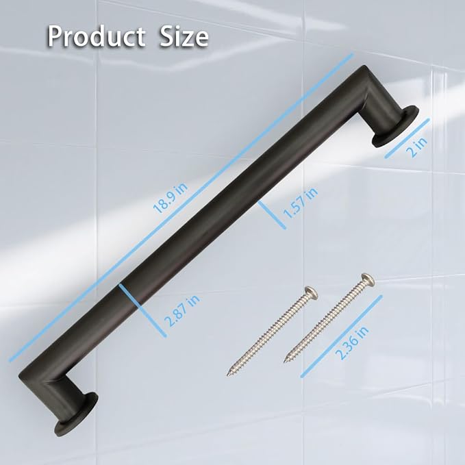 Grab Bars for Shower, Right Angle 2 Pack 18 Inch Handicap Grab Bars, 304 Stainless Steel ADA Shower Handles for Bathroom, Safety Grab Bars for Seniors, Disabled (Matte Black)