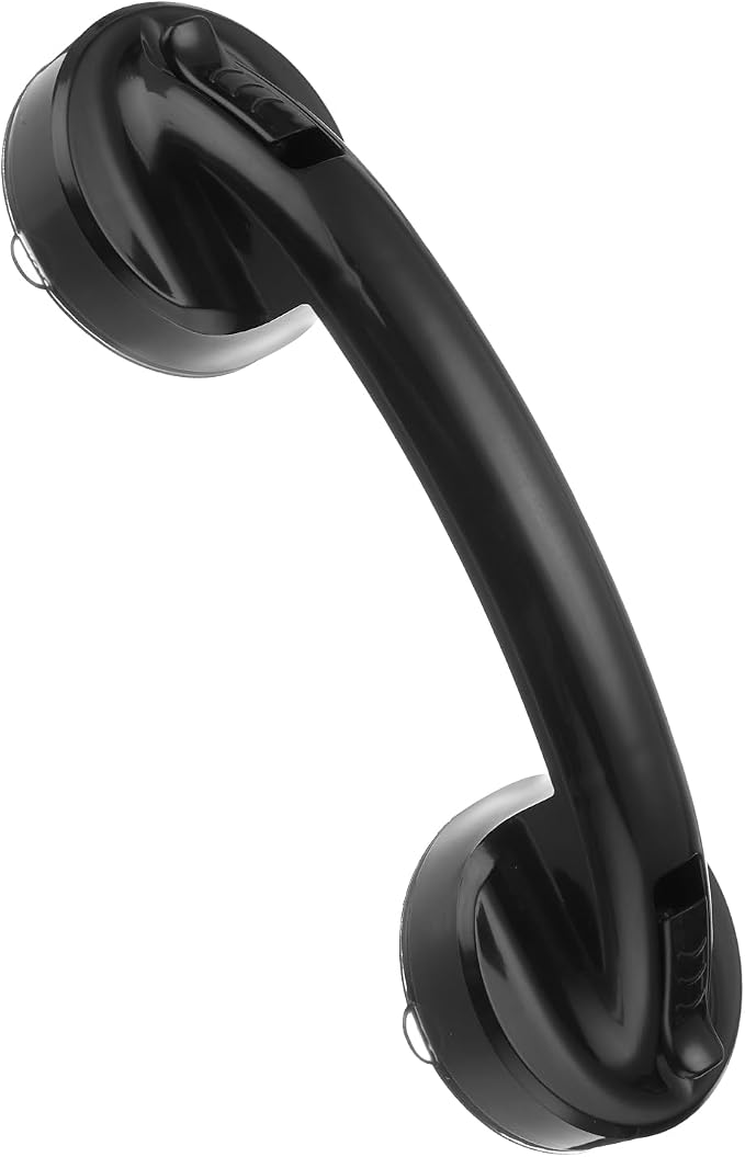 uxcell Grab Bars for Bathtubs and Showers, 8.3" Mirror Glass Door and Window Handles Powerful Shower Suction Cup Anti-Slip Safety Bars for Senior Shower Chairs Black