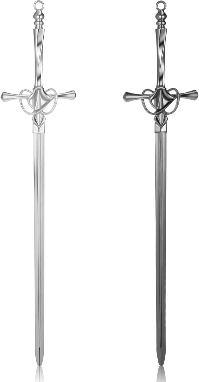 2 Pack Letter Openers, Mail Opener Tool, Sword Letter Opener with Ergonomic Handle, Envelope Slitter Fancy Envelope Openers, Home and Office Mail Supplies(Silver, Black)